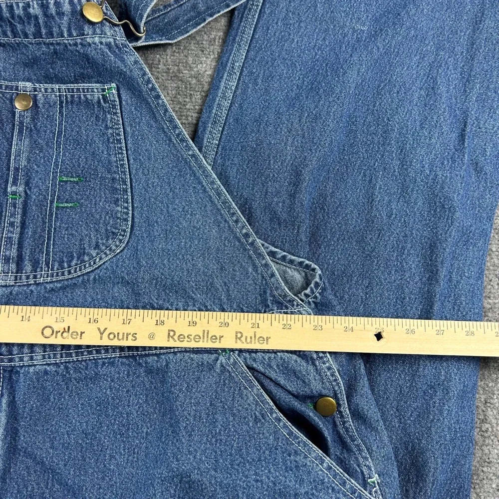 King Size Overalls Mens 48x38 Blue Denim Bib Workwear Big and Tall 48x35 Raw Hem